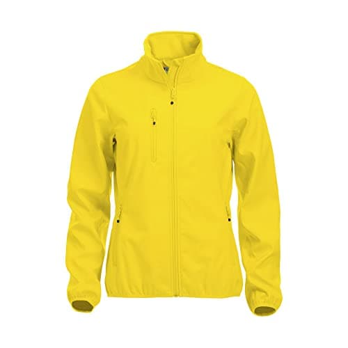 Image of Clique Women's Ladies Basic Softshell Jacket Plain Turtleneck Long Sleeve Jacket, Yellow (Lemon), 14 (Manufacturer Size: L)