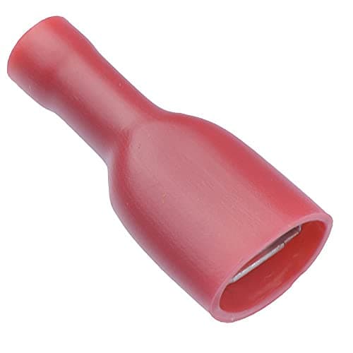 Image of 100 x Red 6.3mm Female Fully Insulated Crimp Spade Connector 16-22AWG Wire Cable