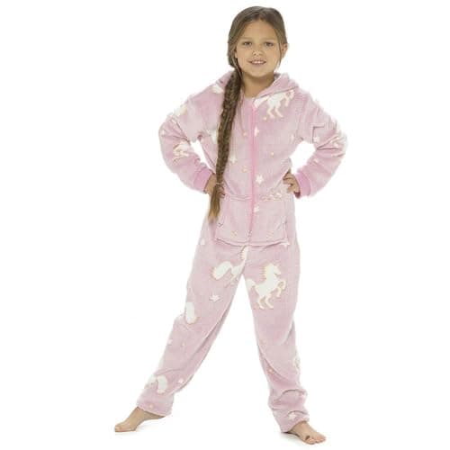 Image of A2Z 4 Kids Boys Girls Glow In The Dark Flannel Fleece - Onesie AZ100 Unicorn 11-12