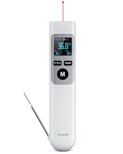 Image of ERICKHILL Infrared Thermometer -50℃~550℃ With -50~260℃ Meat Thermometer, Non-Contact Laser Thermometer Gun LCD Backlit Digital Display Adjustable Emissivity - for Vehicle Repair/Cooking/BBQ/Freezer