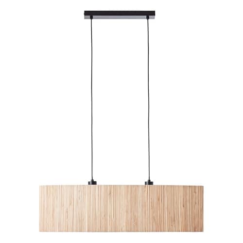 Image of National Lighting Lucius Linear Pendant Light Natural Seagrass Shade 780mm - Matt Black Ceiling Light Fixture, E27 LED Dimmable Lighting for Dining Room, Kitchen Island & Living Room
