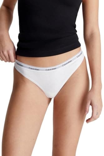 Image of Calvin Klein Women's 3 Pack Modern Logo Thongs, White (White/White/White), L