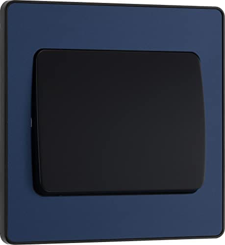 Image of BG Electrical Single Wall Light Switch, Wide Rocker, 2 Way, Screwless Front Plate, Round Edges, Evolve, Matt Blue, 20A, 16AX, PCDDB12WB