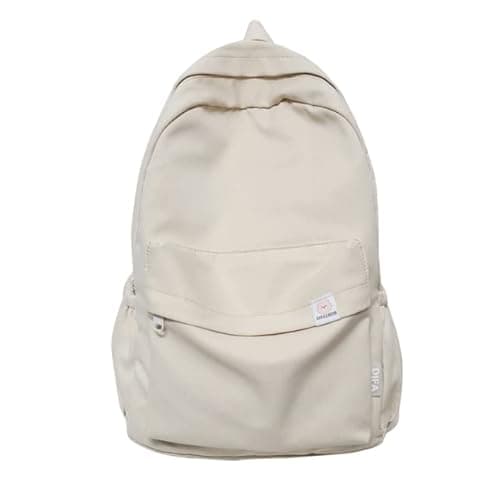Image of KTTGYRE School bags Waterproof Nylon Women Backpack Female Travel Bag Backpacks Schoolbag For Teenage Girls Solid Color Bookbag-Beige White