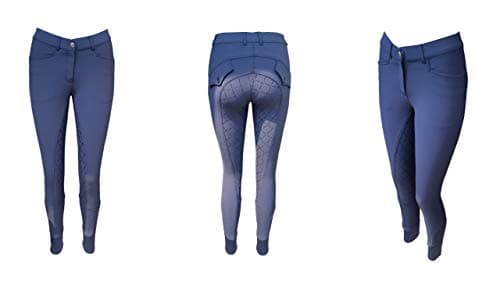 Image of Avon Equine Girls and Women Horse Riding Breeches Ladies Full Seat Grip Silicone Breech Sticky Bum Navy