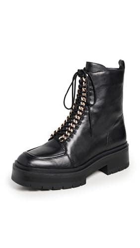 Image of Sam Edelman Women's Lovrin Platform Combat Boot, Black Leather, 3 UK