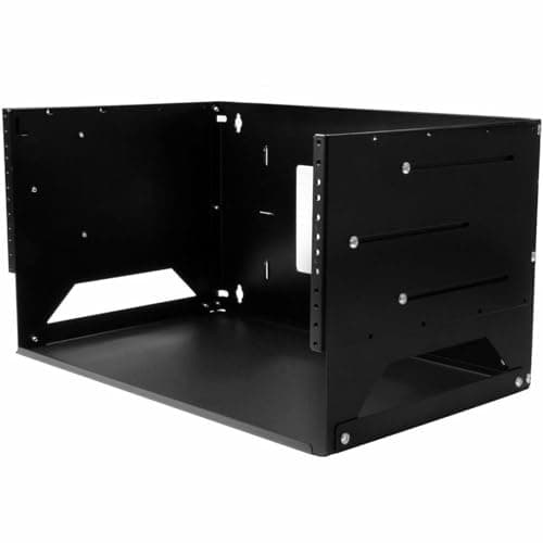 Image of StarTech.com 2-Post 4U Open Frame Wall Mount Network Rack with Built-in Shelf, Wall Mount Data Rack with Adjustable Depth for AV / Computer / IT Equipment, TAA Compliant Server Rack (WALLSHELF4U)