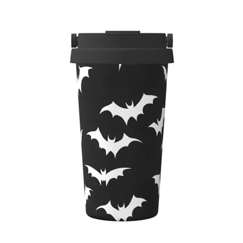 Image of ZSUUGJ Bat Portable Stainless Steel Travel Mug – Insulated Hot & Cold Drink Tumbler with Leak-Proof Lid, Commuter-Friendly Coffee Cup for Office, Car & Outdoors