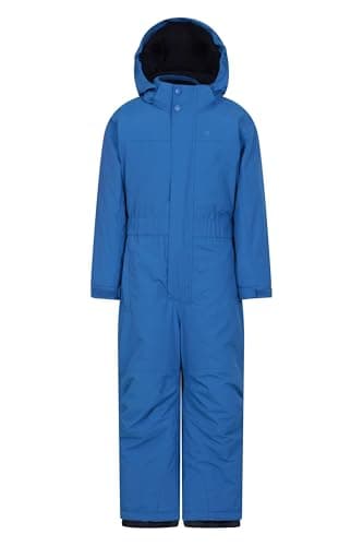 Image of Mountain Warehouse Cloud Kids Snowsuit - Waterproof, Adjustable, One Piece Jumpsuit, Fleece Lining, Girls & Boys - Ski, Winter Cobalt Kids Size 3-4 Years