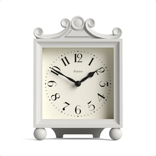 Image of Jones Clocks® Parlour mantel clock | Small classic carriage clock | Pale grey | Elegant square decorative case, perfect for mantel, shelf, table or bedside