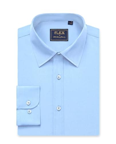 Image of siliteelon Mens Shirts Long Sleeve Blue Non Iron Cotton Formal Dress Regular Fit Business Adult Stretch Casual Work for Men Shirt XL