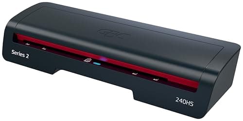 Image of GBC 240HS Home Office A3 Laminator – High-Speed Lamination, Fast 2-Minute Warm-Up, 75-125 Micron, Anti-jam, Auto Shut-Off, Includes 5X A4 Laminating Pouches, Black/Red, 4410069UK
