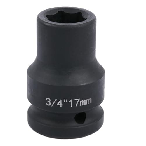 Image of Uxney 3/4" Drive 17mm Impact Socket,6-Point Chrome Molybdenum Steel, for Heavy-Duty Truck and Automotive Repair, Metric