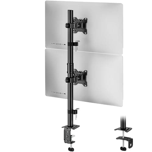 Image of monTEK Monitor Mount 2 Monitors for 17-32 Inch Screens up to 10 kg, Stable Vertical Monitor Stand, Height-Adjustable Tilt Swivel Function, C-Clamp/Table Feed-Through VESA 75/100