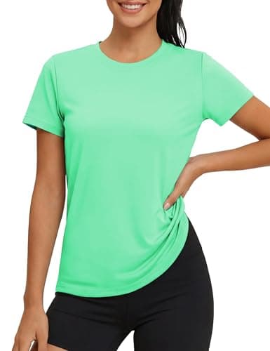 Image of MAGCOMSEN Ladies Tops Sports Gym Running T-Shirt Yoga Swimming Short Sleeve Top Quick Dry Workout UV Shirts,Mint Green,2XL