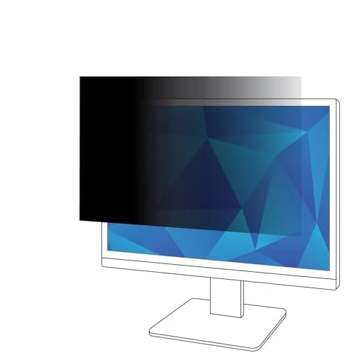 Image of 3M Privacy Filter for 21.5 inch widescreen LCD monitor. Black anti-glare privacy screen. Protect data from visual hacking.