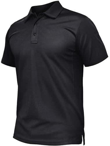 Image of TACVASEN Mens Golf Polo Shirt Short Sleeve Work Polo T-Shirts Quick Dry Outdoor Polo Tops Hiking Walking Shirts Black,3XL