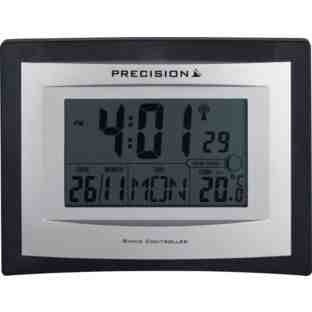 Image of Precision Silver LCD Radio Controlled Clock (62DIA64)