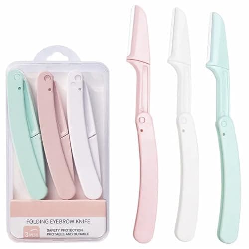 Image of Senshuomy 3 Pack Eyebrow Razors for Women, Precision Facial Hair Trimmer, Eyebrow Shaper & Peach Fuzz Remover, Portable Eyebrow Shaver Grooming Kit