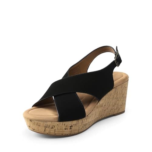 Image of DREAM PAIRS Women's Comfortable Ankle Strap Platform Wedge Sandals for Women Casual Dressy Summer,Size 6,Black,DWUMWS2526