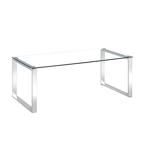 Image of Charles Jacobs Clear Glass Coffee Table with Mirrored Finish Chrome Legs for Living Room Lounge