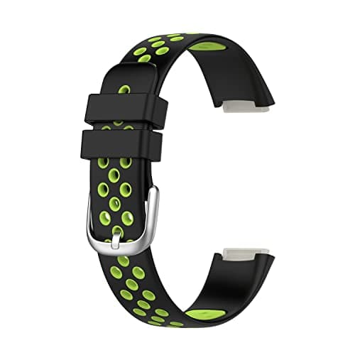 Image of SAMPOW Replacement Sport Bands for Fitbit Luxe Soft Silicone Wristbands Straps Compatible with Women Men Fitness Wellness Activity Tracker (black+green)