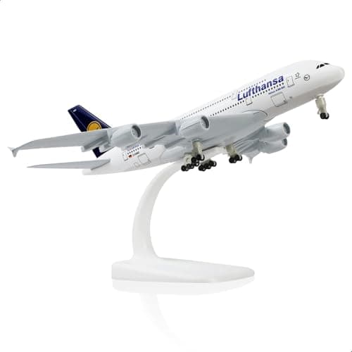 Image of QIYUMOKE A380 German 1/300 Die-cast Metal Airplane Model -A380 Sky Jumbo Airbusa380 Model Plane with Stand (7.5 inches Long) for Aviation Enthusiast Gift or Display Decorations