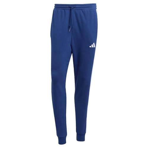 Image of adidas Men's Essential Three Stripes French Terry Pant, Dark Blue/White, XL