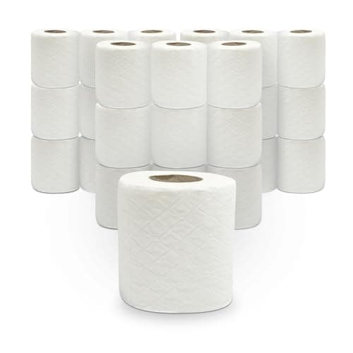 Image of RelianceUK 72 Toilet Rolls Bulk Buy | 2Ply Embossed Toilet Paper | White Quilted Bathroom Tissues | Unbleached Toilet Roll | Flushable Loo Roll | Ideal Bulk Buy for Homes, Office, Restaurants