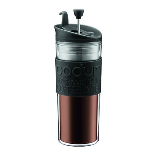 Image of BODUM 11100-01BUS Tea and Coffee Press, Plastic Insulated Travel Mug, Black, 15 Ounce, 15 oz