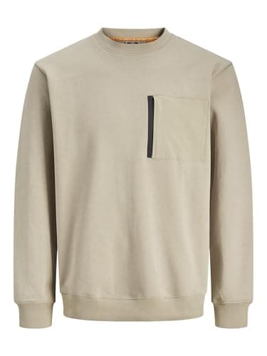 Image of JACK & JONES Men's Jcooutdoor Sweat Crew Neck Sweatshirt, Crockery, M