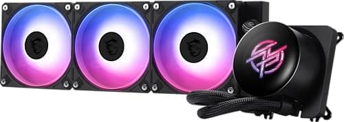 Image of MSI MPG CORELIQUID P13 360 - AIO ARGB CPU Liquid Cooler - 360mm Radiator - LGA 1851 / AM5 Ready - IPS 2.1" LCD Screen - Triple 120mm ARGB PWM Fans - Uni Bracket - Black