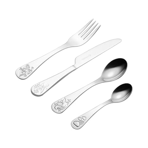 Image of Viners Unicorn Kids 4 Piece Stainless Steel Cutlery Set | Children’s Knife, Fork, Spoon & Teaspoon | Dishwasher Safe 18/0 Steel | Safe Serrated Knife