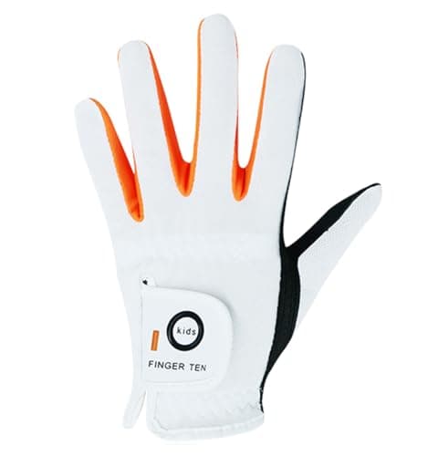 Image of AMRTA Golf Gloves Kids Youth Junior Toddler Boys Girls 1 Pack Left Hand, Breathable Microfiber Synthetic Right Handed Golfer Glove for Age 4-13 Years Old (White, S)