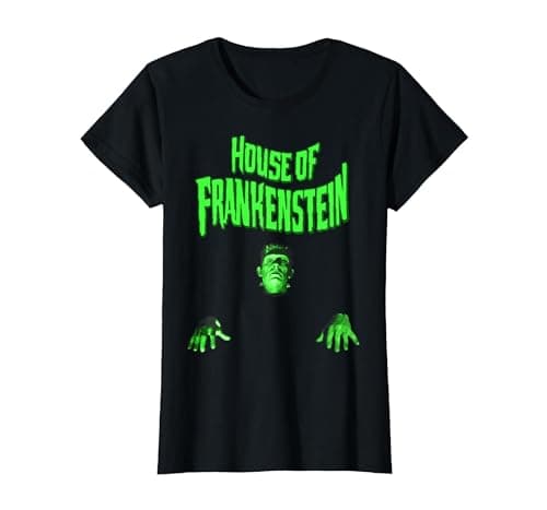 Image of Universal Monsters House of Frankenstein Logo T-Shirt, Women, Black, XX-Large