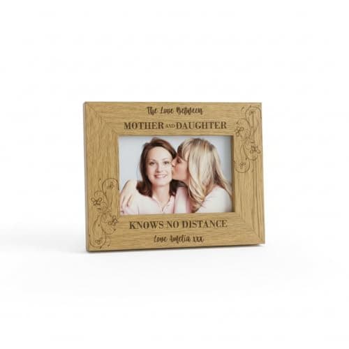Image of Personalised Mother & Daughter Knows No Distance Wooden Photo Frame Gift (4 x 6 Inch)