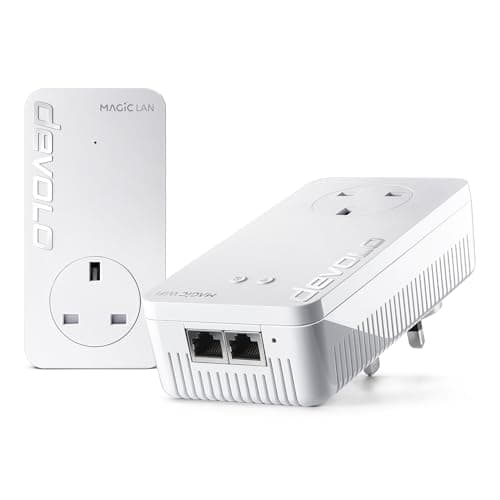 Image of devolo Magic 2–2400 Wi-Fi 6: Powerline Starter Kit | 4k/ 8k UHD streaming | Stable home working (Up to 2400 Mbps powerline & 1800 Mbps Mesh WiFi 6, G.hn, 3x Gb LAN ports)