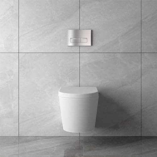 Image of Acezanble Bathroom White Ceramic Rimless Wall Hung Toilet & Soft Close Seat Modern WC Pan