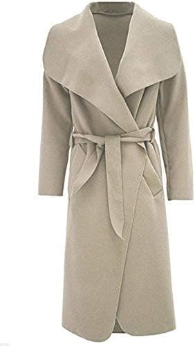 Image of BloomFashion® Womens Long Sleeve Belted Oversized Italian Duster Coat - Ladies Celebrity Style Drape Waterfall Jacket Cardigan with Pocket Plus Size UK 16-18 Mocha