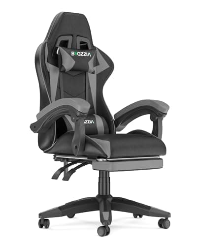 Image of Racingreat Ergonomic Gaming Chair with Adjustable Height, Reclining Feature, Headrest, and Lumbar Support for Adults (With Footrest, Grey)
