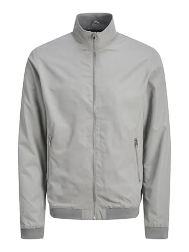 Image of JACK & JONES Men's Bomber Jacket Long Sleeve High Neck, Grey Colour, UK Size L