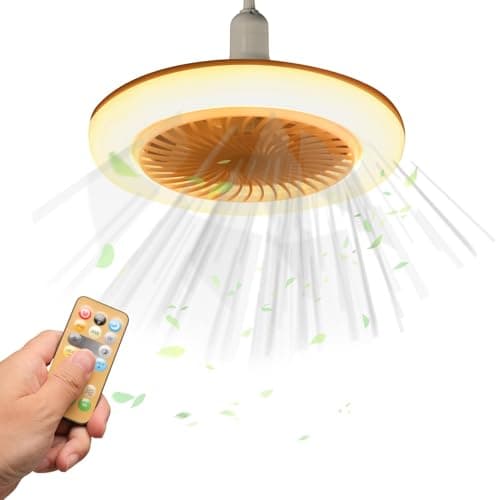 Image of Fulluky Ceiling Fans with Light and Remote Control, Small Ceiling Fans, E27 Fan Lights, 3 Color Temperature, 30W, 3000-6500K Color Temperatures. for Bedroom, Kitchen, Bathroom