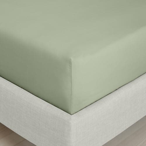 Image of Bianca 200 Thread Count Cotton Percale Extra Deep Double Fitted Sheet Sage Green