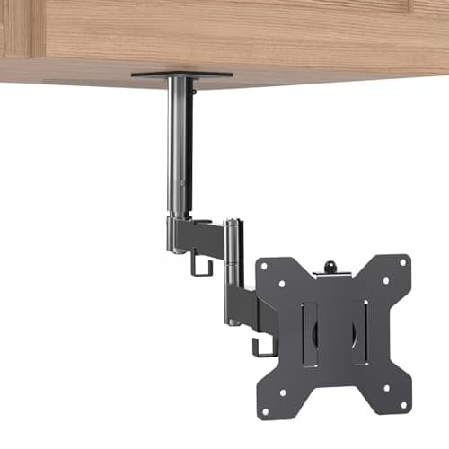 Image of VIVO Under Cabinet Articulating 13 to 27 inch Single Monitor and Small TV Mount, Height Adjustable Long Extension Arm, Max VESA 100x100, Black, MOUNT-VC01A