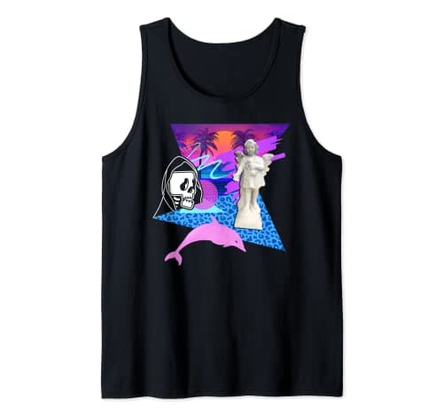 Image of Vaporwave Reaper Horror Angel Statue Dolphin Creepy Palm Tank Top
