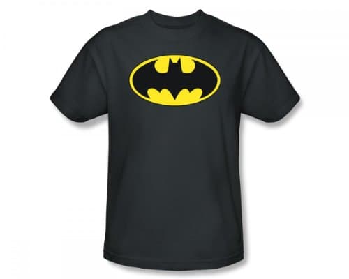 Image of Batman - Classic Bat Logo Slim Fit Adult T-Shirt In Charcoal, X-Large, Charcoal
