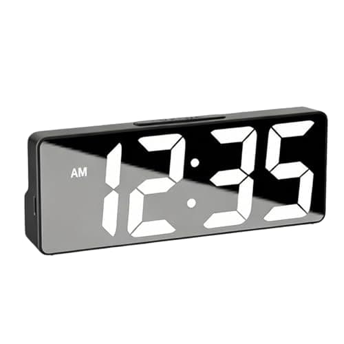 Image of Extraible Digital Alarm Clock Bedside for Kids Mains Powered Battery Alarm Clocks, LED Travel Clocks for Bedrooms Office, LED Kids Alarm Clock with Time Date Temperature Snooze 12/24H (Black)