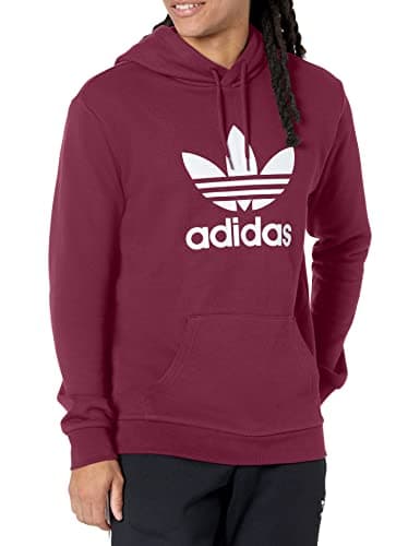 Image of adidas Originals Men's Adicolor Classics Trefoil Hoodie, Victory Crimson/White, Small