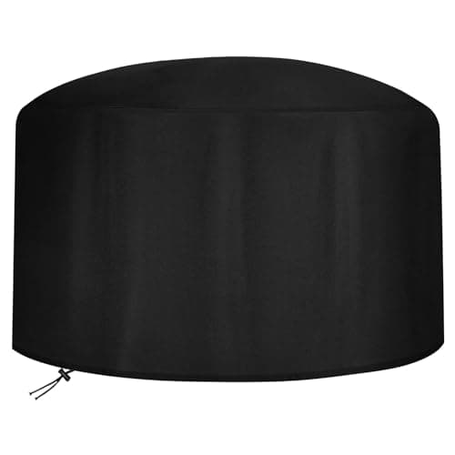 Image of RICHIE Fire Pit Cover Round 80CM, Heavy Duty Rip Proof 600D Oxford Fabric Outdoor Garden Patio Heater Cover, Waterproof, Windproof, Anti-UV, (Ø80 x 50cm) - Black
