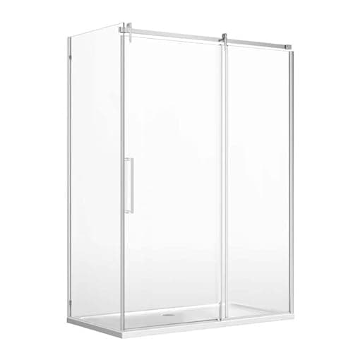 Image of Render Shower Enclosure Side Panel Easy Clean Glass, Chrome Frame - 760mm
